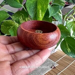 Rosewood Incense Ash Catcher Bowl: Minimalist Wood Incense Stick Burner